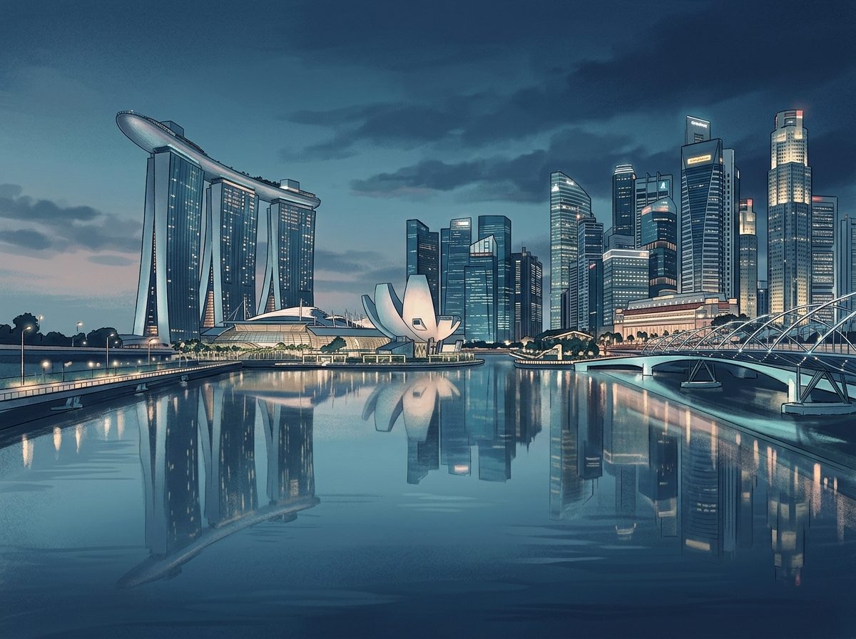 Singapore skyline representing the city's advanced mobile network infrastructure